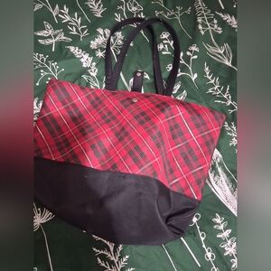 Lancome Red Plaid Tote Bag